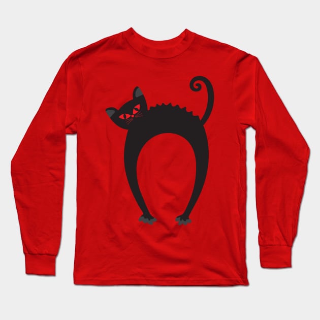 CREEPY CUTE BLACK CAT Halloween Red Eyes - UnBlink Studio by Jackie Tahara Long Sleeve T-Shirt by UnBlink Studio by Jackie Tahara